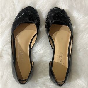 🐜Black Patent Peep-Toe Slingback Flats